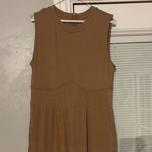 Sleeveless Ribbed Tan Romper